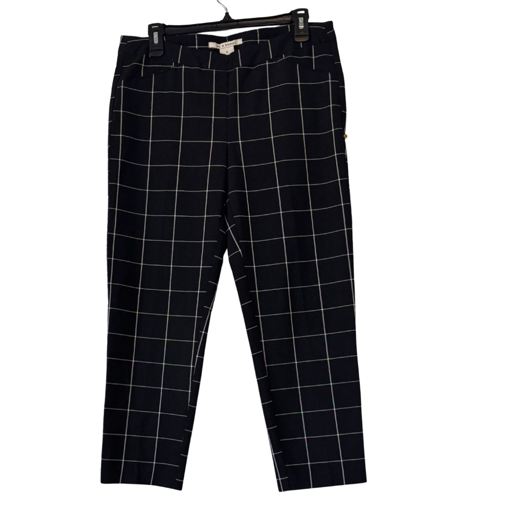 320 Zac  Rachel Black And White Grid Cropped Pants